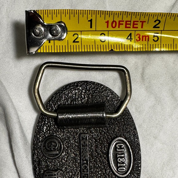 Vintage Belt Buckle Eagle in Flight Mountains River Tree By C&J in USA 1985 2.5" - Picture 3 of 16